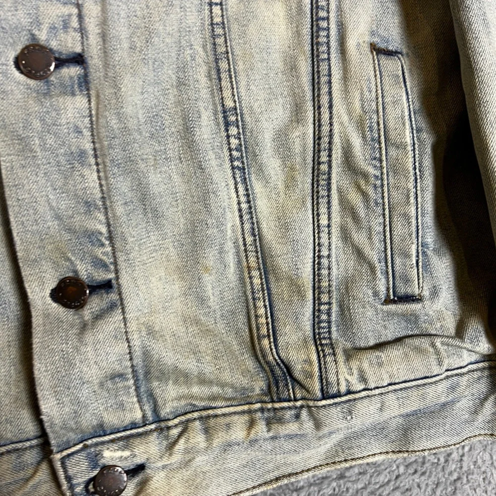 Free People Denim‎ Jacket Womens XS/S Good Distressed Acid Wash Trucker